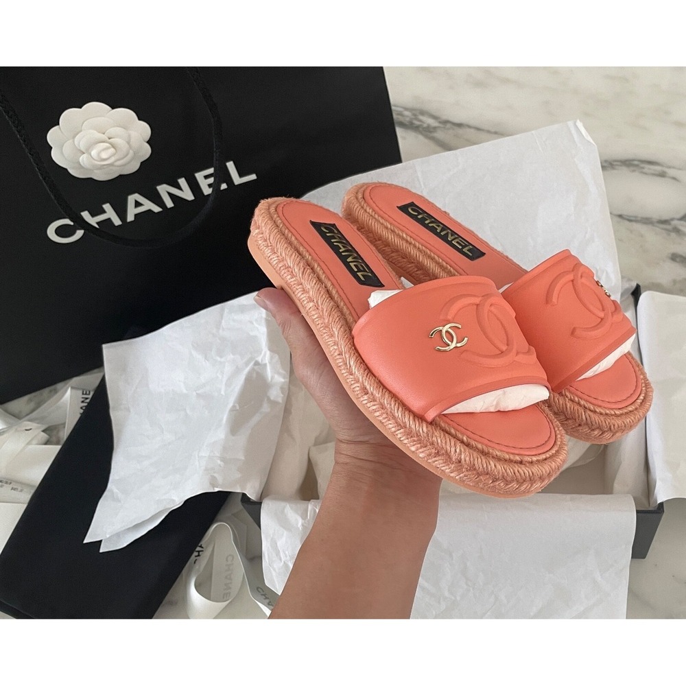CHANEL light orange women's espadrilles sandals shoes BG397768, Euro Sz. 36, New - Picture 5 of 5